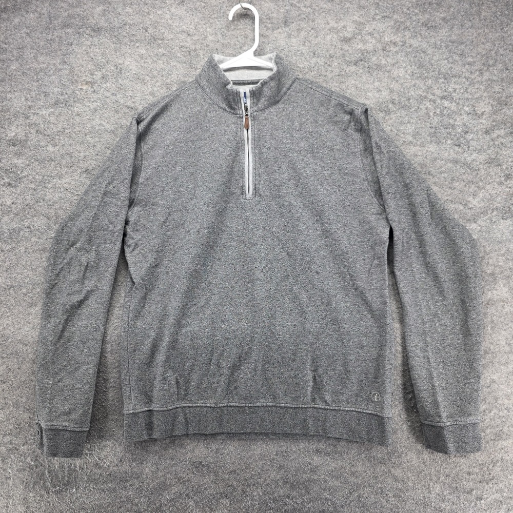 Johnnie-O Sweatshirt Mens Medium Gray 1/4 Zip Pullover Fleece Mock Neck Logo